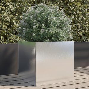 Srebrna donica 42x40x39 cm ze stali nierdzewnej