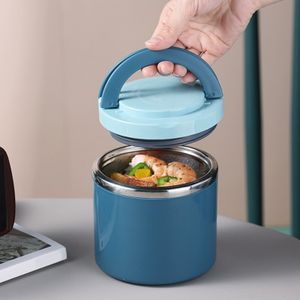 630ml Thermo Lunchbox aus Edelstahl mit Griff, Vakuumversiegelung wärmender Lebensmittelbehälter, Frühstückstasse, Suppenschüssel, Blau