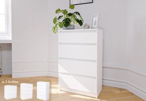 Kommode weiß mit vier Schubladen, Schlafzimmer Flur kleiner Nachttisch, Schrank, Sideboard, Highboard, Breite 60 cm Höhe 95cm