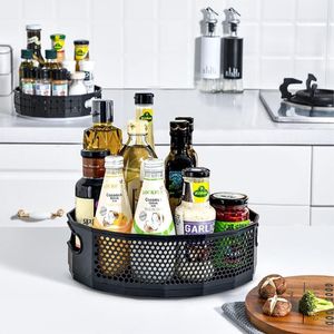 Gewürzregale, Küchenregal aus Edelstahl, Drehteller, Gewürzregal, Organizer, 360° Drehbar, Getränkeregal, Gewürzhalter, multifunktionales Lagerregal