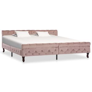 BEST WARE- Betten gut im Vintage-Stil,200 x 200 cm Design Bettgestell Rosa Samt 200 x 200 cm,Bettrahmen mit Lattenrost Einfach zu montieren