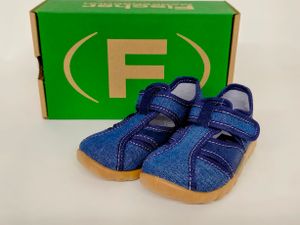 Fischer Jungen Hausschuh jeansstoff blau mit Klettverschluss 23