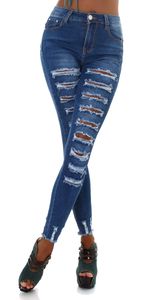 Highwaist Push-Up Jeans im Destroyed-Look - blue washed Größe - 34