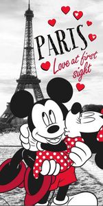 Disney Handtuch Mickey und Minnie Maus in Paris, 70 x 140 cm, 100% Baumwolle