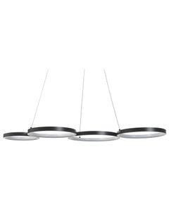 BELIANI Hängelampe LED Schwarz Aluminium 4 Ringe Pendelleuchte für Esszimmer für Schlafzimmer für Wohnzimmer 130 cm