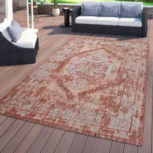 In- & Outdoor-Teppich, Für Balkon Und Terrasse, Mit Orient-Design, In Rot Größe 200x280 cm