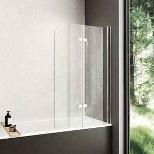 Meykoers Duschabtrennung 100x140cm Faltwand für Badewanne, Duschwand Badewannenaufsatz mit 6mm Nano Easy Clean Glas