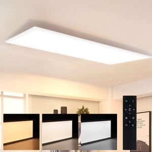 ZMH LED Deckenleuchte Dimmbar Panel - Flach Deckenlampe Wohnzimmer mit Fernbedienung 100x25CM Küchenlampe 42W Wohnzimmerlampe Deckenpanel Modern Weiß