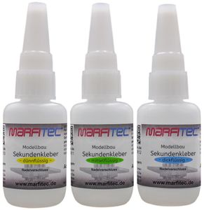 Marfitec Modellbau Sekundenkleber Nadelverschluss 3 x 20g SET - (dünn-, mittel-, dickflüssig)