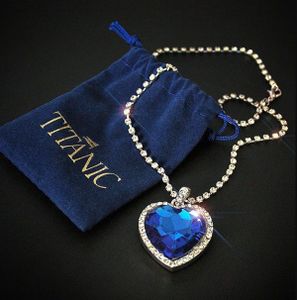 Titanic Heart of Ocean Heart Love Forever Anhänger Halskette + Samtbeutel