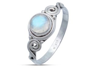 Ring aus 925 Silber mit Regenbogen Mondstein, Ringgröße:54 mm / Ø 17.2 mm