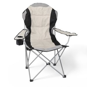Regie Klappstuhl DELUXE mit Getränkehalter - beige - Campingstuhl Anglerstuhl mit Tragetasche