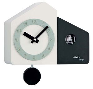 AMS 7397 Kukučkové hodiny Nástenné hodiny Quartz s kyvadlom Moderné čierne biele