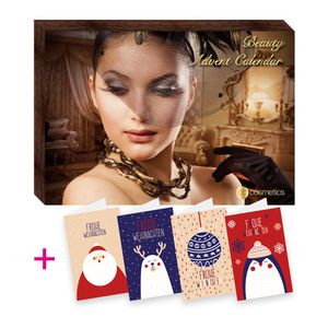 SET Adventkalender Beauty Retro Lady + 4 itenga Weihnachtskarten