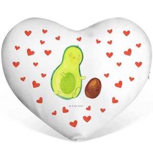 Mr. & Mrs. Panda Herzkissen Avocado rollt Kern - Weiß - Geschenk, erstes Kind, Herzform, Vegan, große Liebe, Baby, Veggie, Gesund, Dekokissen, Geburt, Kind, Avocados