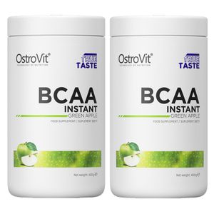 2x OstroVit BCAA 2-1-1 Pulver | 400g je Behälter (insg. 800g) | Grüner Apfel - green apple | verzweigtkettige Aminosäuren Valin Leucin Isoleucin Muskelaufbau | Nahrungsergänzungsmittel (2er Pack)