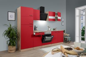 Küche Küchenzeile Küchenblock Einbauküche Eiche Rot Merle 270 cm Respekta