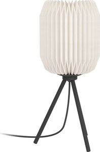 Eglo Tischleuchte Belgrave, weißer Plissee-Schirm aus Papier, blendfrei, Japandi-Stil, H:44 cm, E27