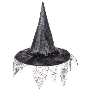 Halloween-Kappe, Quasten, Spinnennetz-Muster, leicht, breite Krempe, Fransen, Halloween-Hut für Cosplay, Schwarz