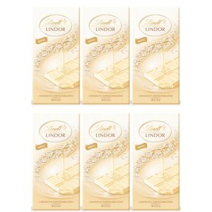 Lindt Lindor Weiß Tafel mit zartschmelzender Füllung 100g 6er Pack