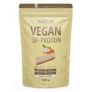 Protein Vegan 1kg - über % pflanzliches Eiweiß - Nutri-Plus 3k-Proteinpulver - Veganes Eiweißpulver ohne Laktose & Milcheiweiß - Käsekuchen