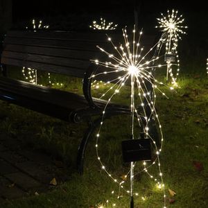 Außen Solar LED Feuerwerk Licht 8 Modi Lichterkette für Garten Terrasse Weihnachten Deko, Warmweiß