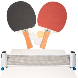 Tischtennisnetz + Tischtennisschläger + Tischtennisbälle Tischtennisset 6tlg Set