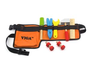 Viga Toys werkzeuggürtel mit Werkzeugknaben Holz 10-teilig, Farbe:Multicolor