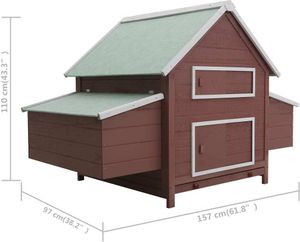 vidaXL Kurník hnědý 157x97x110 cm Dřevo