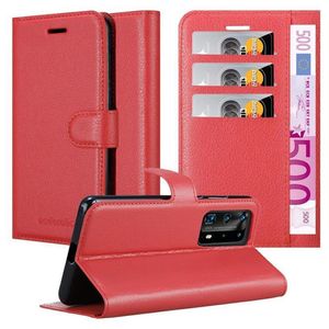 Cadorabo Hülle für Huawei P40 PRO / P40 PRO+ Schutz Hülle in Rot Handyhülle Etui Case Cover Magnetverschluss