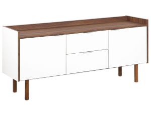 BELIANI Kommode Sideboard dunkler Holzfarbton/weiß MDF-Platte Skandinavisch