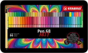 STABILO Schule Premium-Filzstifte Pen 68 ARTY, 65 Farben im Metalletui Filzstifte SF_Fasermaler aufalles