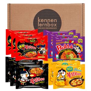 Spoznajte Buldak Box | Samyang Hot Chicken Ramen 12er MIX | Korean Hot Chicken Ramen 12er Mix na ochutnávku