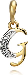 Kettenanhänger Buchstabe G mit 3 Diamanten 333 Gelbgold 8 Karat bicolor Alphabet