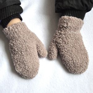 13cm Winterhandschuhe für Kinder, Korallenfleece-Vollfingerhandschuhe, Kinderhandschuhe 1-4 Jahre, Fleece-Wärme, Khaki Kinderhandschuhe