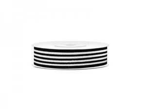 Ripsband 18 mm, Streifen schwarz/weiss PartyDeco Gebinde: 10 Meter Rolle