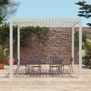 sweeek - Bioklimatische Pergola aus Aluminium 3x3 m verstellbare Lamellen V2 - Weiß