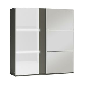 Schiebeschrank TUNIS 200 cm , Spiegel LED Kleiderschrank Schiebetürenschrank