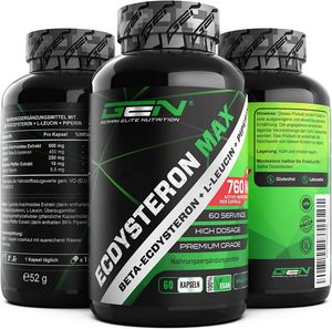 Ecdysteron-Max - 60 Kapseln á 760 mg (vegan) -  Beta-Ecdysteron + L-Leucin + Piperin - Elite T-Booster - Premium Qualität