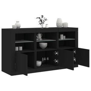 vidaXL Sideboard mit LED-Leuchten Schwarz 123x37x67 cm