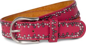 styleBREAKER Nietengürtel mit mehrfarbigen kleinen Nieten, Gürtel Kunstleder Einfarbig, kürzbar, Hüftgürtel Uni 03010071, Farbe:Pink, Größe:90cm