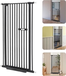 Türschutzgitter Höhe:150cm Hundeabsperrgitter für Haustier Türsicherheitstor (Schwarz)