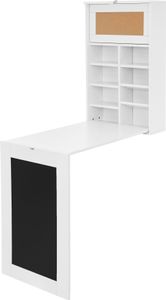 ML-Design nástěnný skládací stolek s policí a tabulí, 50x18,5x80 cm, bílý