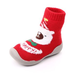 Kinder Jungen Mädchen Weihnachtsschuhe Nette Geschenk Stiefel Stiefel Warm Rutschfest,Farbe: Roter Weihnachtsbär,Größe:26-27