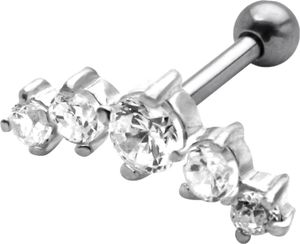 Helix Ohrpiercing 925 Sterling Silber mit Zirkoniasteinen in verschiedenen Farben Verschlusskugel - 4 mm Farbe - Transparent