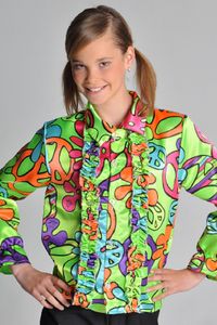 M207028-105-116-A bunt glänzend Mädchen Junge Kinder Hippie Kostüm-Hemd Gr.116