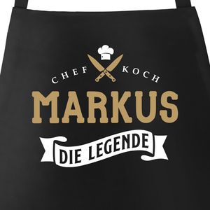 Küchen-Schürze Chefkoch Wunschame Die Legende individualisierbare Kochschürze Männer personalisierte Geschenke SpecialMe® schwarz unisize