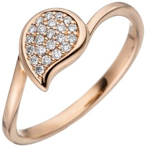 JOBO Damen Ring 56mm 585 Gold Rotgold 22 Diamanten Brillanten Diamantring Rotgoldring