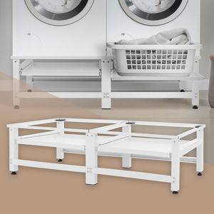 ML-Design Doppel Waschmaschinen Untergestell aus Stahl, bis 150kg, inkl. 2 Ablagen