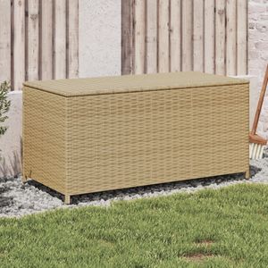 vidaXL Záhradná truhlica béžová 190L Poly Rattan